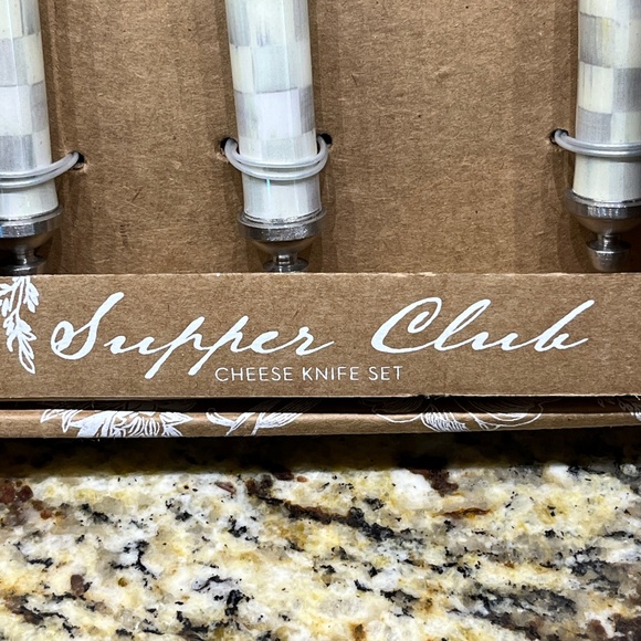 MacKenzie-Childs Sterling Courtly Check 3 Piece Cheese Set - NEW - Picture 6 of 7